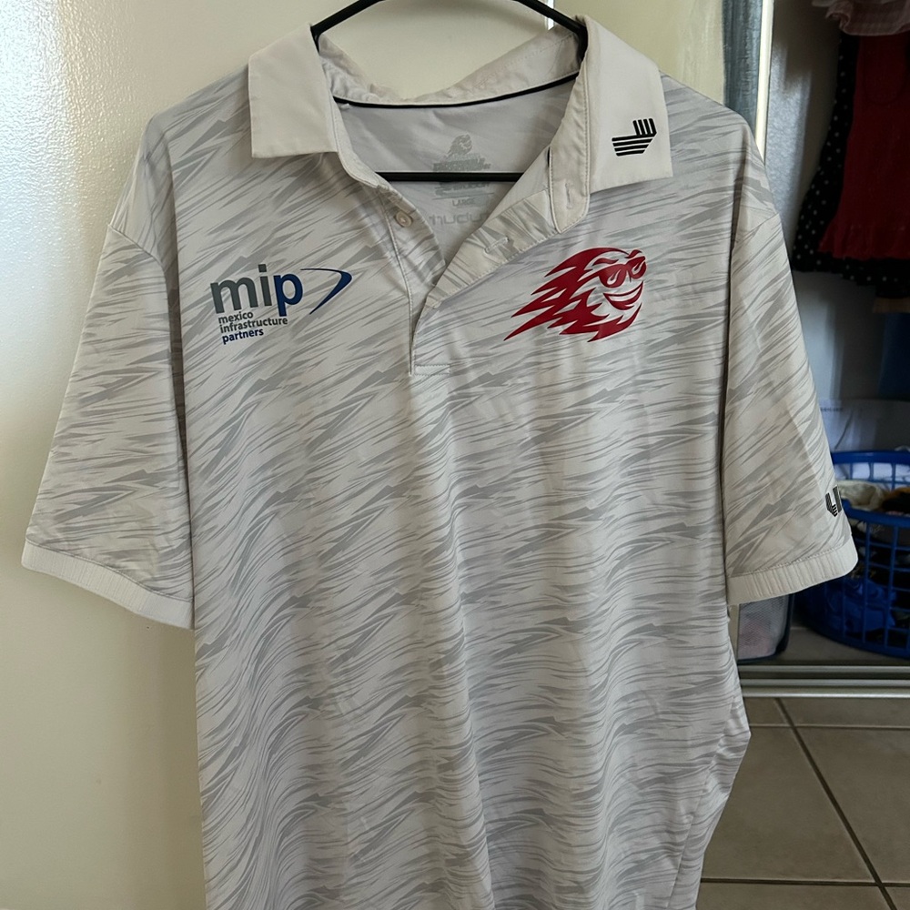 LIV golf Team Fireballs White Patterned Men's Polo Shirt